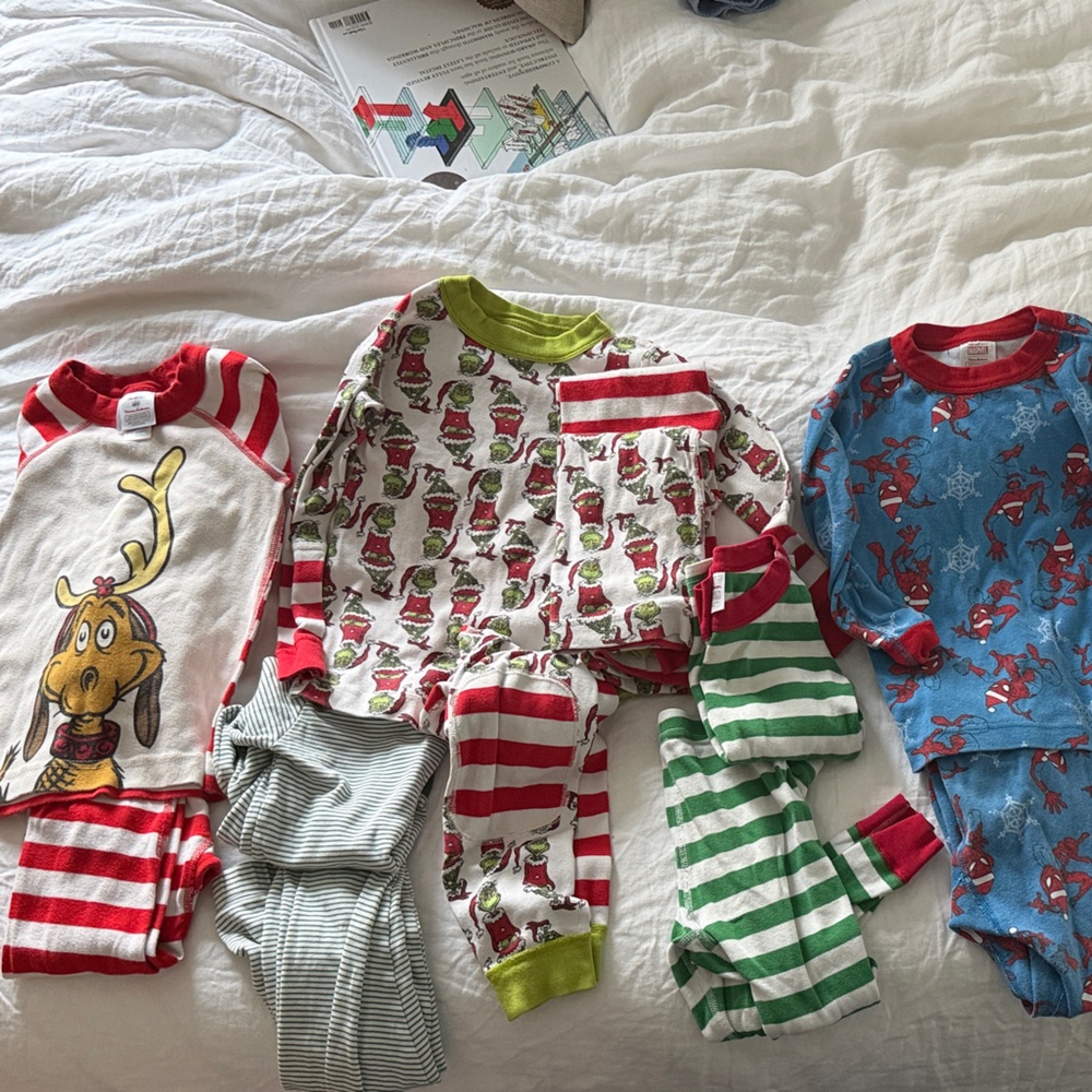 Festive Kids Pajama Set - Red, Green, Blue